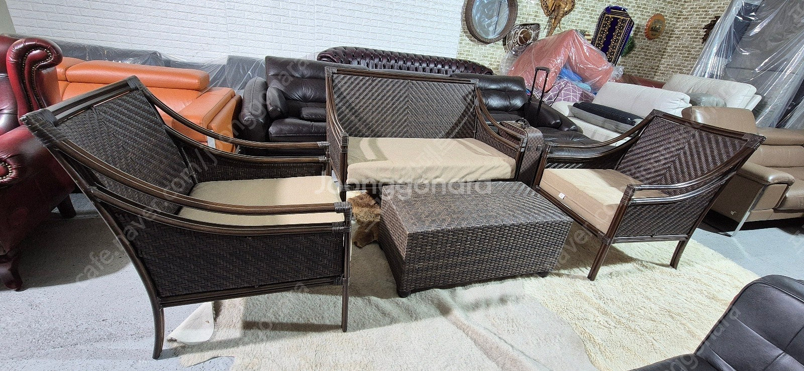 *판매* 라탄 야외용 2인+1인+1인+테이블 풀세트 소파48만원서울 경기 (근거리) 무료배송 그 외 배송 가능...--2